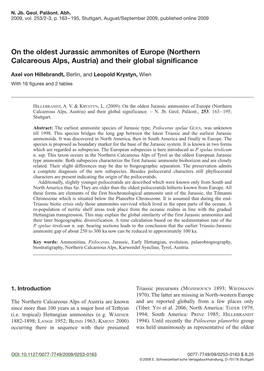 On the Oldest Jurassic Ammonites of Europe (Northern Calcareous Alps, Austria) and Their Global Significance