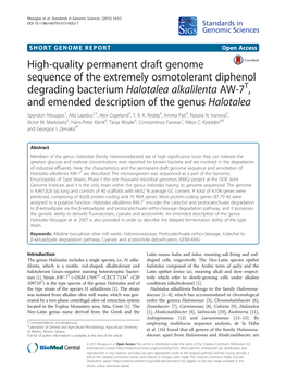 High-Quality Permanent Draft Genome Sequence of the Extremely