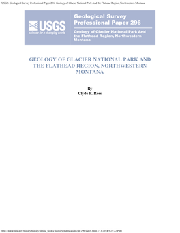 Geology of Glacier National Park and the Flathead Region, Northwestern Montana