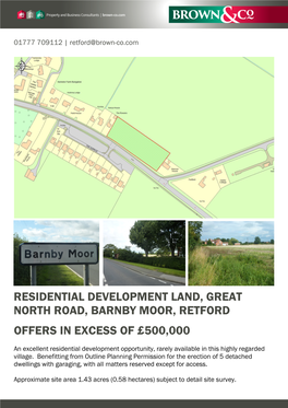 Residential Development Land, Great North Road, Barnby Moor, Retford £ Offers in Excess of £500,000