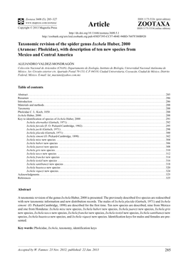 Taxonomic Revision of the Spider Genus Ixchela Huber, 2000 (Araneae: Pholcidae), with Description of Ten New Species from Mexico and Central America