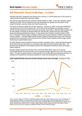 Bob Diamond's Tenure at Barclays