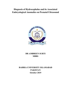 Diagnosis of Hydrocephalus and Its Associated Embryological Anomalies on Prenatal Ultrasound