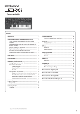 Contents Parameter Guide