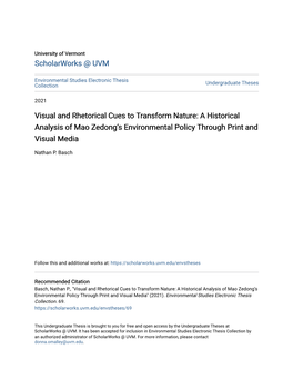 Visual and Rhetorical Cues to Transform Nature: a Historical Analysis of Mao Zedong's Environmental Policy Through Print and V
