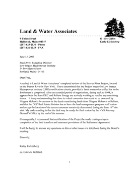 Beaver River Certification Review Report 2003