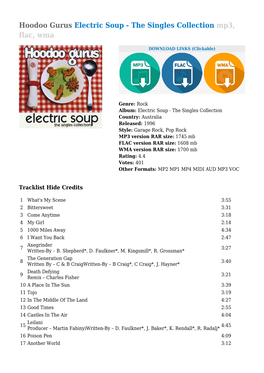 Hoodoo Gurus Electric Soup - the Singles Collection Mp3, Flac, Wma