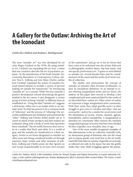 A Gallery for the Outlaw: Archiving the Art of the Iconoclast