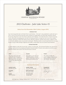 2013 Charbono - Jade Lake Series #3