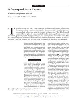 Infratemporal Fossa Abscess Complication of Dental Injection