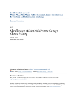 Ultrafiltration of Skim Milk Prior to Cottage Cheese Making Izhar H