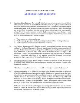 1 Glossary of Oil and Gas Terms