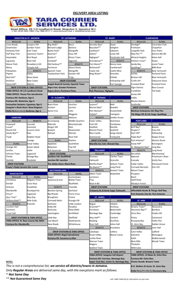 Delivery Area Listing