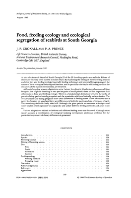 Food, Feeding and Ecological Segregation of Seabirds at South