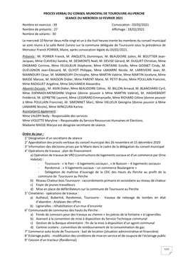 Proces Verbal Du Conseil Municipal De Tourouvre-Au-Perche Seance Du Mercredi 10 Fevrier 2021