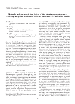 Molecular and Phenotypic Description of Coccidioides Posadasii Sp. Nov., Previously Recognized As the Non-California Population of Coccidioides Immitis