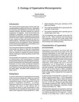 5. Ecology of Hypersaline Microorganisms