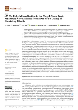 25 Ma Ruby Mineralization in the Mogok Stone Tract, Myanmar: New Evidence from SIMS U–Pb Dating of Coexisting Titanite