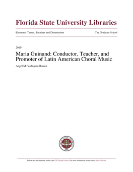 Maria Guinand: Conductor, Teacher, and Promoter of Latin American Choral Music Angel M