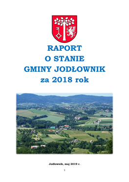 RAPORT O STANIE GMINY JODŁOWNIK Za 2018 Rok