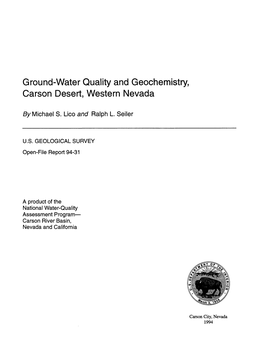 Ground-Water Quality and Geochemistry, Carson Desert, Western Nevada