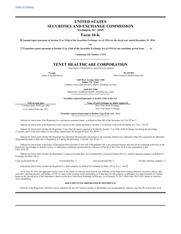 UNITED STATES SECURITIES and EXCHANGE COMMISSION Form 10-K TENET HEALTHCARE CORPORATION