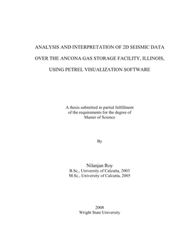 Analysis and Interpretation of 2D Seismic Data Over The