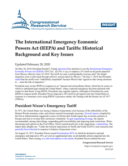 The International Emergency Economic Powers Act (IEEPA) and Tariffs: Historical Background and Key Issues