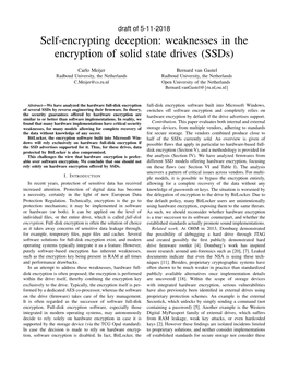 Self-Encrypting Deception: Weaknesses in the Encryption of Solid State Drives (Ssds)