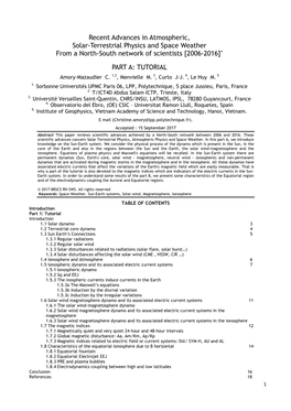 Recent Advances in Atmospheric, Solar-Terrestrial Physics and Space Weather from a North-South Network of Scientists [2006-2016]