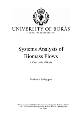 Systems Analysis of Biomass Flows a Case Study of Borås