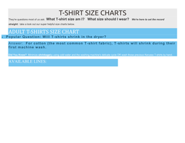 T-Shirt Size Charts