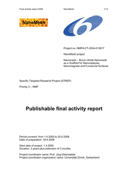 Publishable Final Activity Report