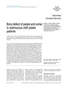 Bony Defect of Palate and Vomer in Submucous Cleft Palate Patients