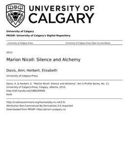 Marion Nicoll: Silence and Alchemy