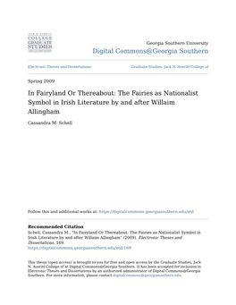 In Fairyland Or Thereabout: the Fairies As Nationalist Symbol in Irish Literature by and After Willaim Allingham