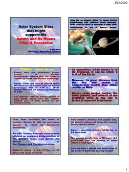 Solar System Sites That Might Support Life