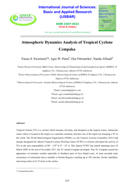 Atmospheric Dynamics Analysis of Tropical Cyclone Cempaka