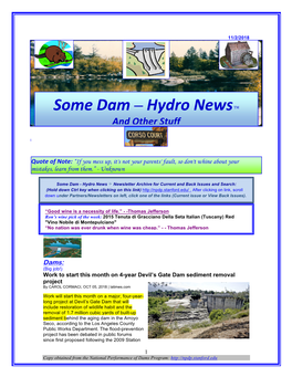 Some Dam – Hydro News TM and Other Stuff