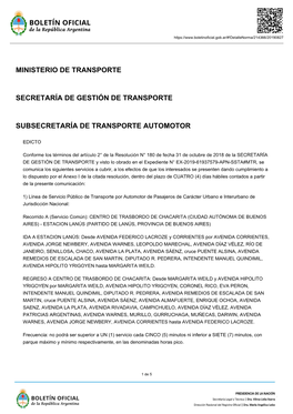 Ministerio De Transporte Secretaría De Gestión De