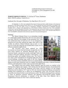 Landmarks Preservation Commission November 22, 2016, Designation List 490 LP-2578