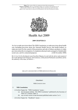Health Act 2009 (C