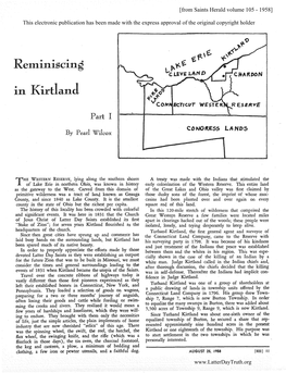 Reminiscing in Kirtland [From Saints Herald Volume 105 1958]