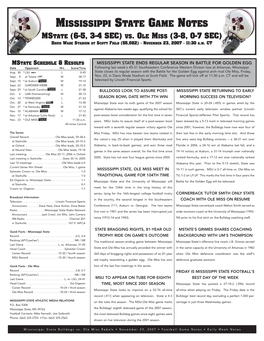 Mississippi State Game Notes