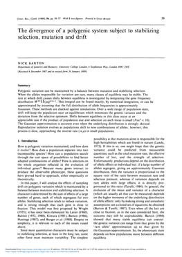 The Divergence of a Polygenic System Subject to Stabilizing Selection, Mutation and Drift