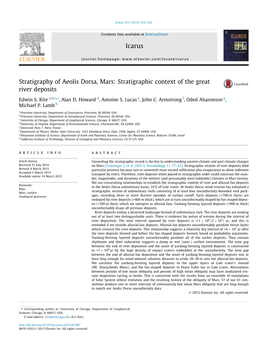 Stratigraphy of Aeolis Dorsa, Mars: Stratigraphic Context of the Great River Deposits ⇑ Edwin S