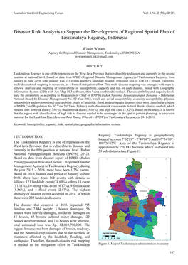 Disaster Risk Analysis to Support the Development of Regional Spatial Plan of Tasikmalaya Regency, Indonesia