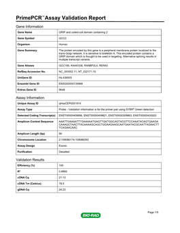 Primepcr™Assay Validation Report