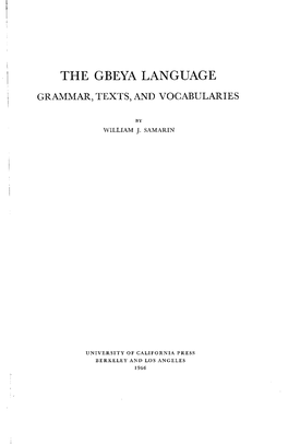 The Gbeya Language