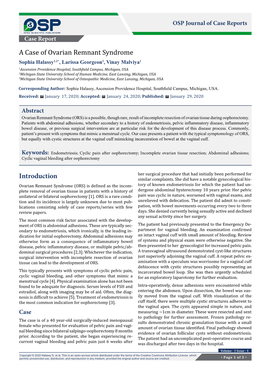 Introduction a Case of Ovarian Remnant Syndrome